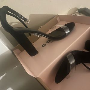 Black clear strap heels